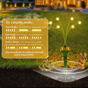 Pro Güneş Enerjili Köstebek,Yılan Kovucu Sallanan LED Işıklı – Bahçe Koruma Sistemi