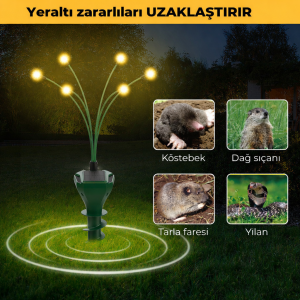 Pro Güneş Enerjili Köstebek,Yılan Kovucu Sallanan LED Işıklı – Bahçe Koruma Sistemi