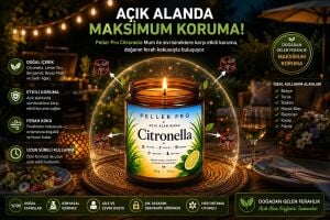 Sivrisinek Kovucu Mum 210 gr | Açık Alan Mumu | Bahçe Balkon Teras İçin Citronella Aromatik Mum