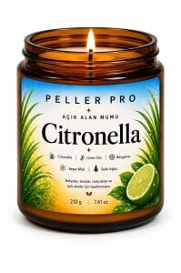 Sivrisinek Kovucu Mum 210 gr | Açık Alan Mumu | Bahçe Balkon Teras İçin Citronella Aromatik Mum