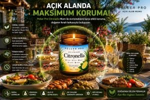 Sivrisinek Kovucu Mum 210 gr | Açık Alan Mumu | Bahçe Balkon Teras İçin Citronella Aromatik Mum