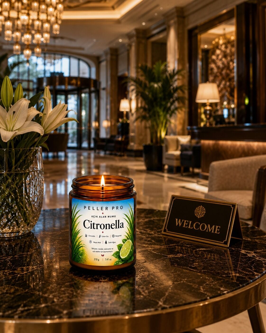 Sivrisinek Kovucu Mum 210 gr | Açık Alan Mumu | Bahçe Balkon Teras İçin Citronella Aromatik Mum